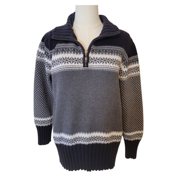Lands End Fair Isle 3/4 Zip Sweater Size XL - Picture 1 of 5